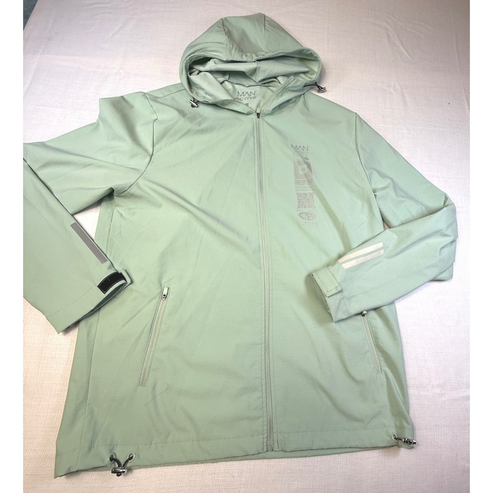 BoohooMAN Active Mint Green Lightweight Hooded Jacket XL Limited Edition